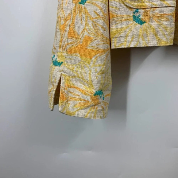 Pendleton Women's Cotton Spring Summer‎ Yellow and White Floral Jacket Size L - Picture 3 of 12